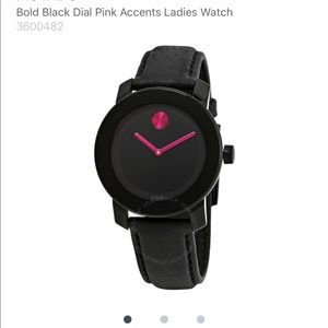 Movado Bold Black Dial Pink Watch